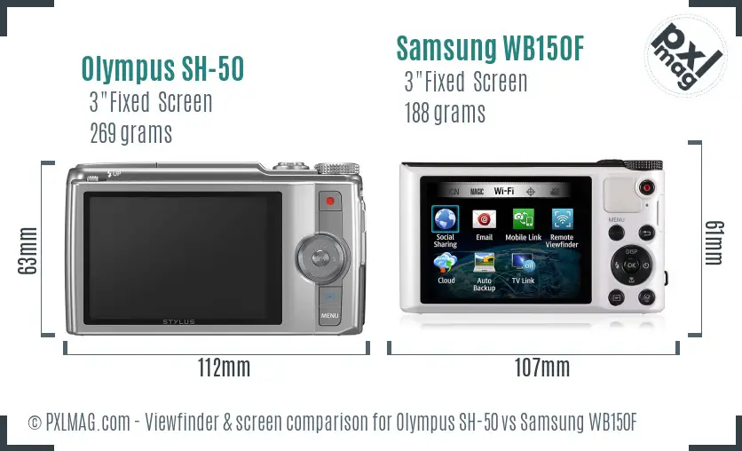 Olympus SH-50 vs Samsung WB150F Screen and Viewfinder comparison Olympus SH-50 vs Samsung WB150F Screen and Viewfinder comparison