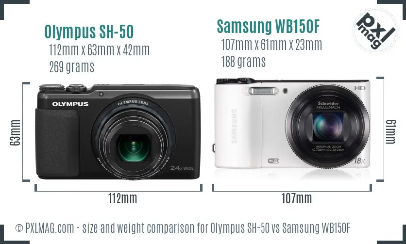 Olympus SH-50 vs Samsung WB150F size comparison Olympus SH-50 vs Samsung WB150F size comparison
