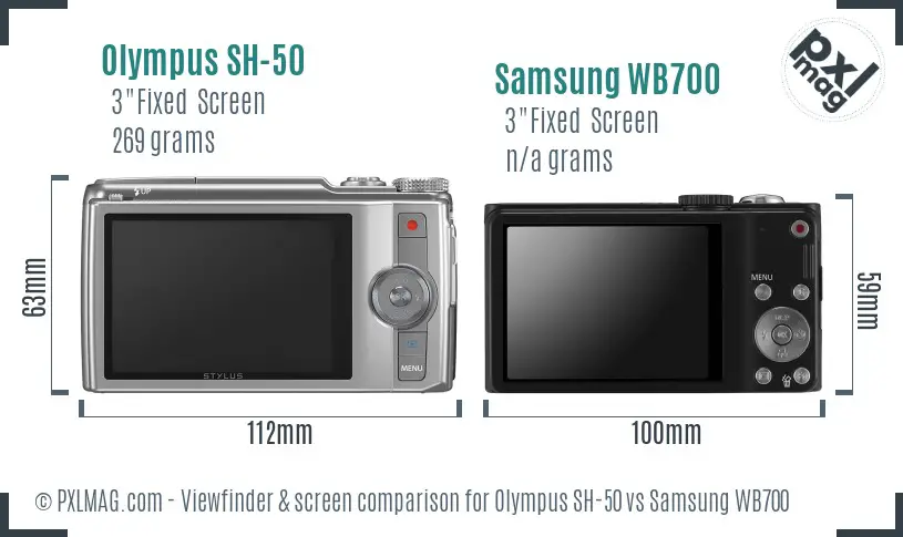 Olympus SH-50 vs Samsung WB700 Screen and Viewfinder comparison