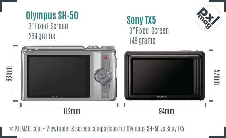 Olympus SH-50 vs Sony TX5 Screen and Viewfinder comparison Olympus SH-50 vs Sony TX5 Screen and Viewfinder comparison
