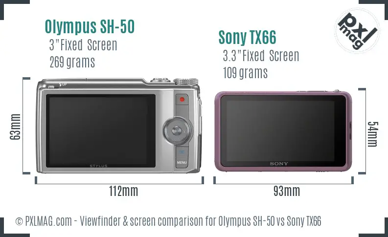 Olympus SH-50 vs Sony TX66 Screen and Viewfinder comparison Olympus SH-50 vs Sony TX66 Screen and Viewfinder comparison