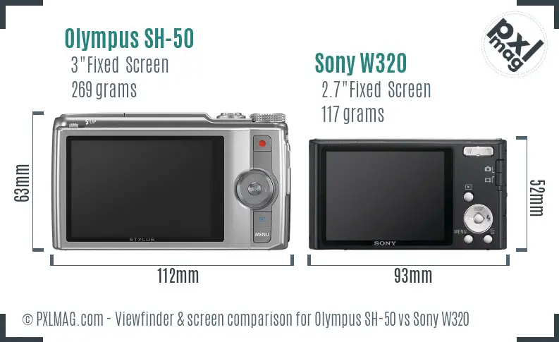Olympus SH-50 vs Sony W320 Screen and Viewfinder comparison Olympus SH-50 vs Sony W320 Screen and Viewfinder comparison