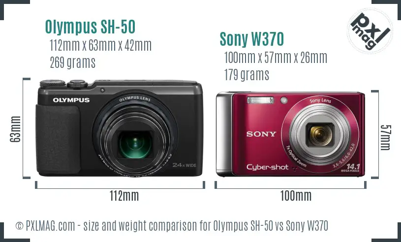 Olympus SH-50 vs Sony W370 size comparison Olympus SH-50 vs Sony W370 size comparison