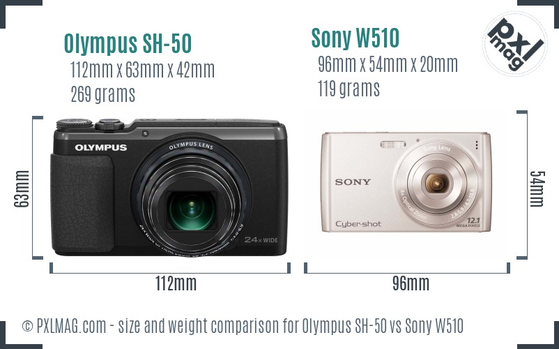 Olympus SH-50 vs Sony W510 size comparison Olympus SH-50 vs Sony W510 size comparison