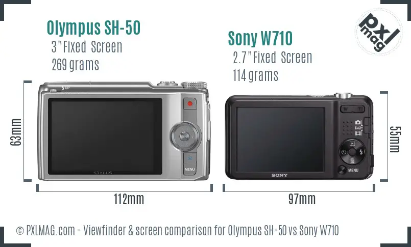 Olympus SH-50 vs Sony W710 Screen and Viewfinder comparison Olympus SH-50 vs Sony W710 Screen and Viewfinder comparison