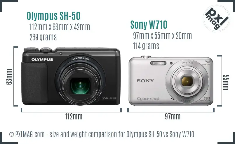 Olympus SH-50 vs Sony W710 size comparison Olympus SH-50 vs Sony W710 size comparison