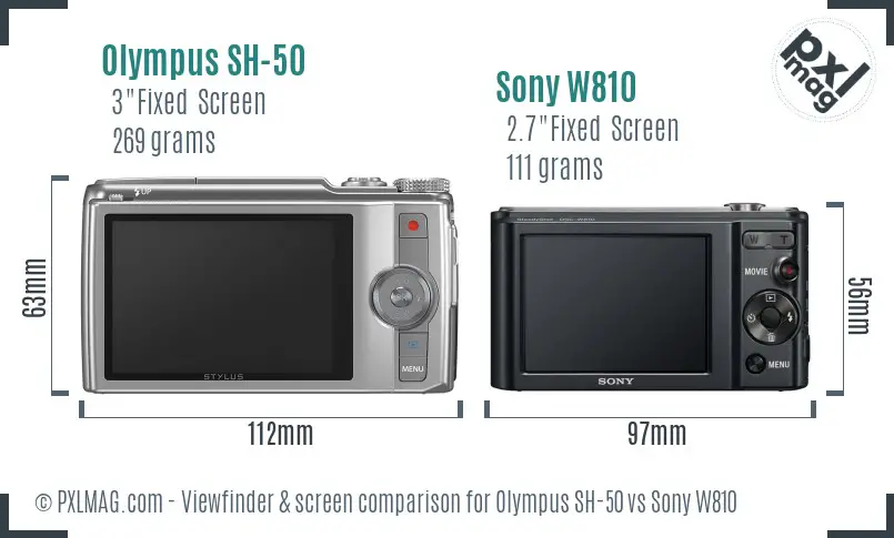 Olympus SH-50 vs Sony W810 Screen and Viewfinder comparison Olympus SH-50 vs Sony W810 Screen and Viewfinder comparison