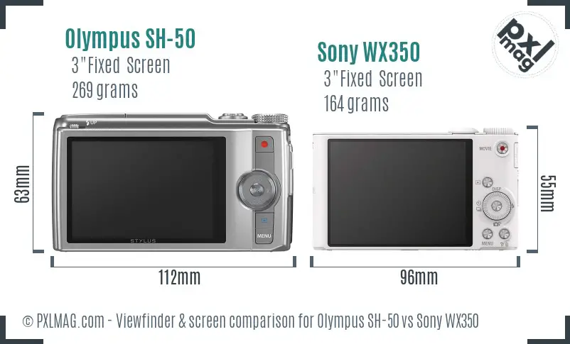 Olympus SH-50 vs Sony WX350 Screen and Viewfinder comparison