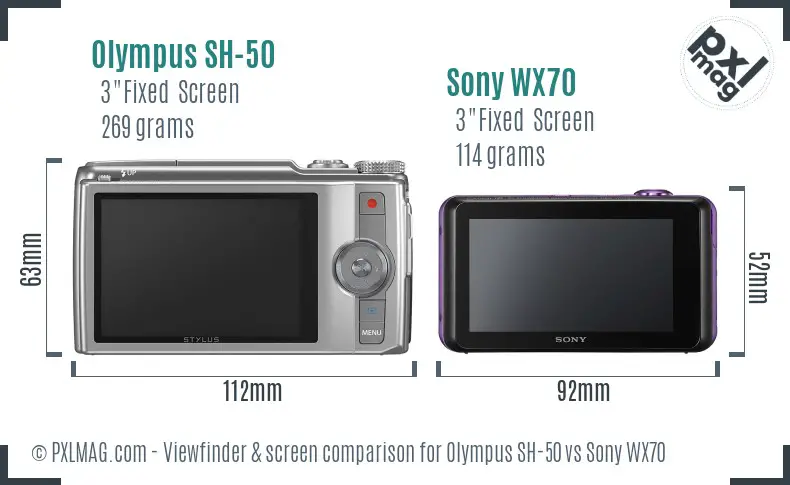 Olympus SH-50 vs Sony WX70 Screen and Viewfinder comparison