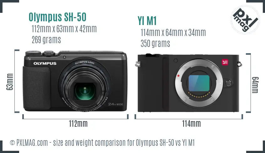 Olympus SH-50 vs YI M1 size comparison Olympus SH-50 vs YI M1 size comparison