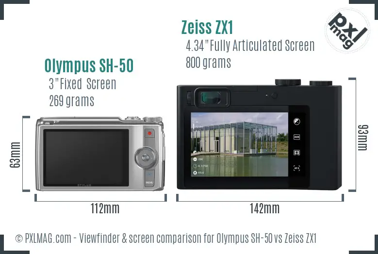 Olympus SH-50 vs Zeiss ZX1 Screen and Viewfinder comparison Olympus SH-50 vs Zeiss ZX1 Screen and Viewfinder comparison