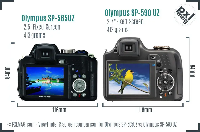 Olympus SP-565UZ vs Olympus SP-590 UZ Screen and Viewfinder comparison