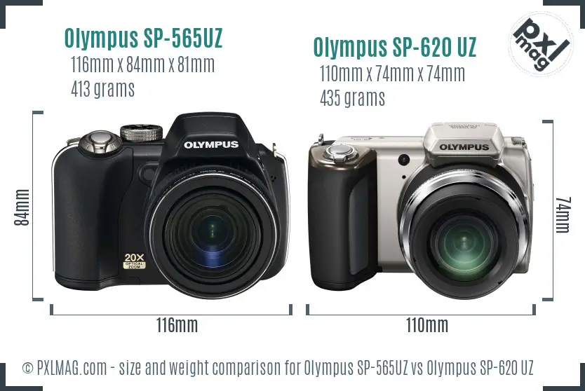 Olympus SP-565UZ vs Olympus SP-620 UZ size comparison