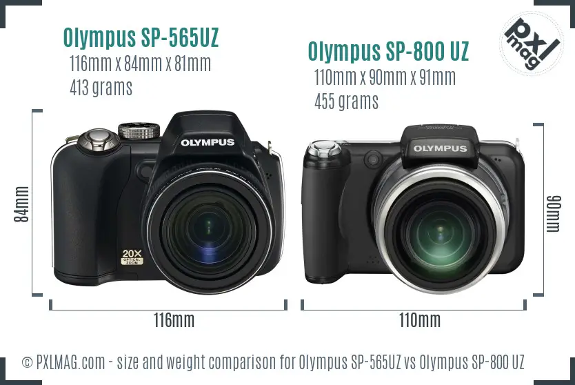 Olympus SP-565UZ vs Olympus SP-800 UZ size comparison