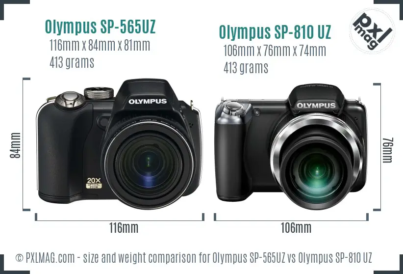 Olympus SP-565UZ vs Olympus SP-810 UZ size comparison