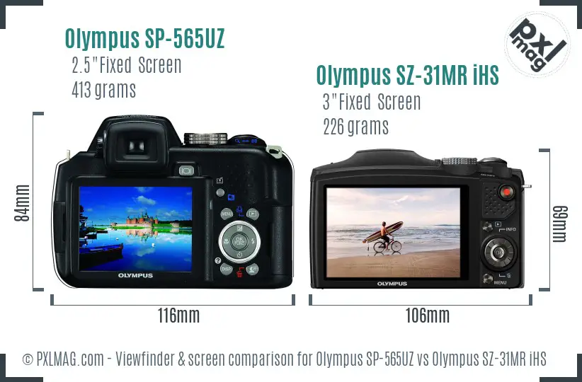 Olympus SP-565UZ vs Olympus SZ-31MR iHS Screen and Viewfinder comparison