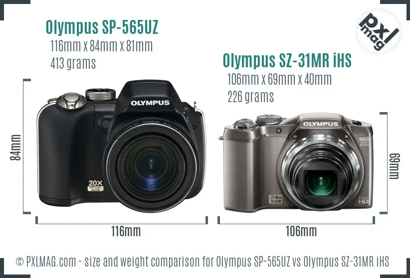 Olympus SP-565UZ vs Olympus SZ-31MR iHS size comparison