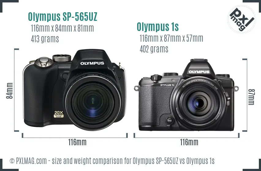 Olympus SP-565UZ vs Olympus 1s size comparison