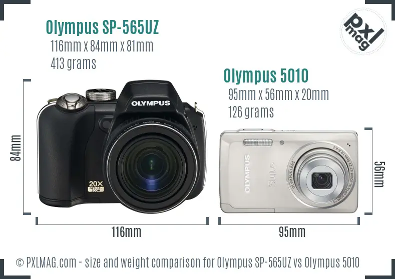 Olympus SP-565UZ vs Olympus 5010 size comparison