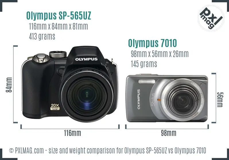 Olympus SP-565UZ vs Olympus 7010 size comparison