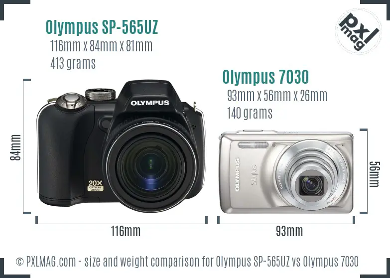 Olympus SP-565UZ vs Olympus 7030 size comparison