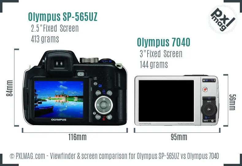 Olympus SP-565UZ vs Olympus 7040 Screen and Viewfinder comparison