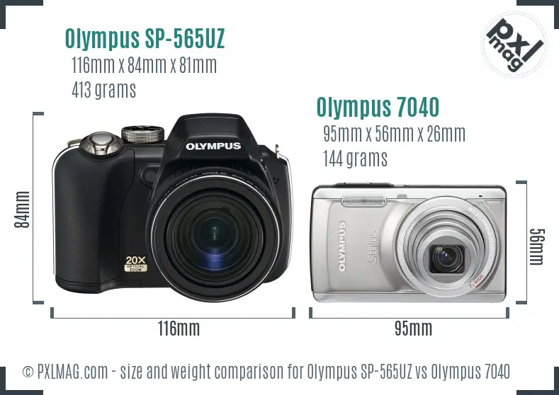 Olympus SP-565UZ vs Olympus 7040 size comparison