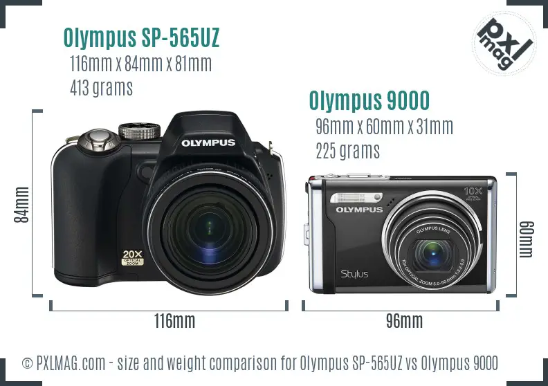 Olympus SP-565UZ vs Olympus 9000 size comparison