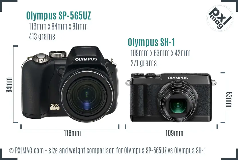 Olympus SP-565UZ vs Olympus SH-1 size comparison