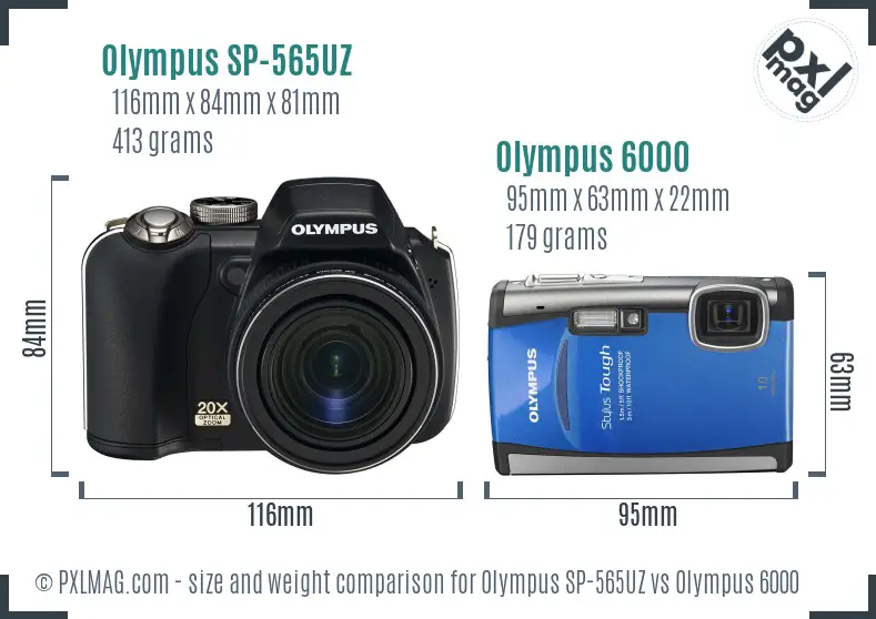 Olympus SP-565UZ vs Olympus 6000 size comparison
