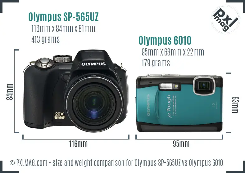 Olympus SP-565UZ vs Olympus 6010 size comparison