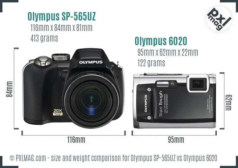Olympus SP-565UZ vs Olympus 6020 size comparison
