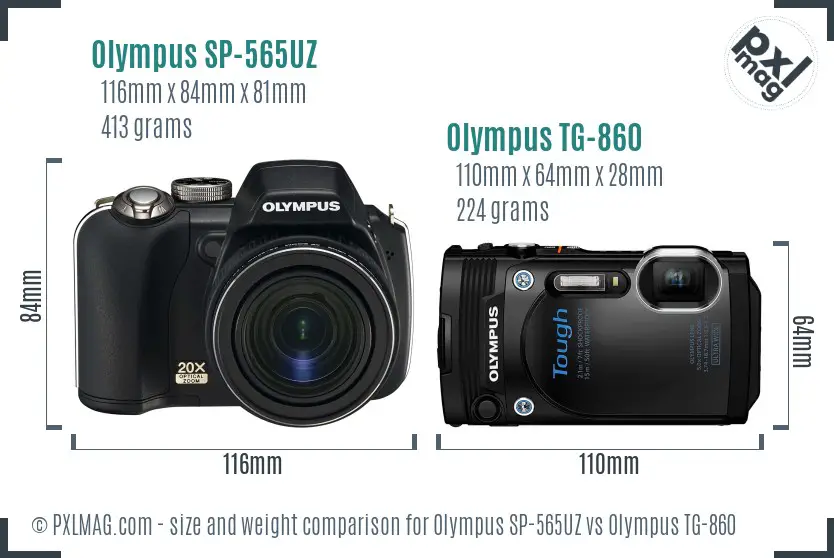 Olympus SP-565UZ vs Olympus TG-860 size comparison