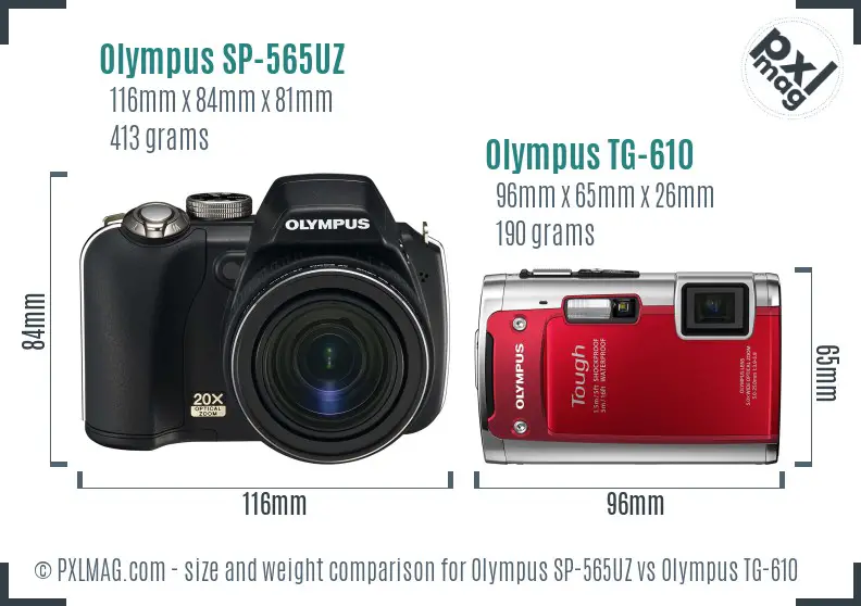 Olympus SP-565UZ vs Olympus TG-610 size comparison