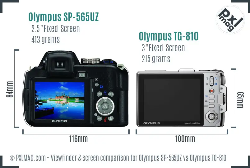 Olympus SP-565UZ vs Olympus TG-810 Screen and Viewfinder comparison