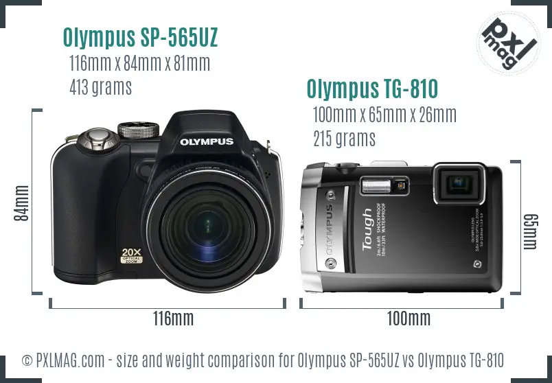 Olympus SP-565UZ vs Olympus TG-810 size comparison