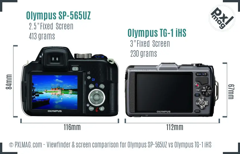 Olympus SP-565UZ vs Olympus TG-1 iHS Screen and Viewfinder comparison
