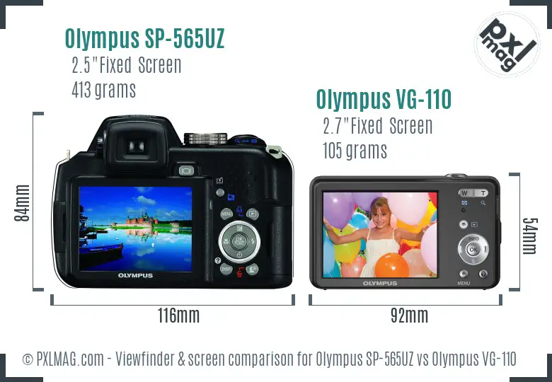 Olympus SP-565UZ vs Olympus VG-110 Screen and Viewfinder comparison