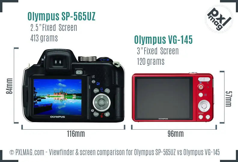 Olympus SP-565UZ vs Olympus VG-145 Screen and Viewfinder comparison