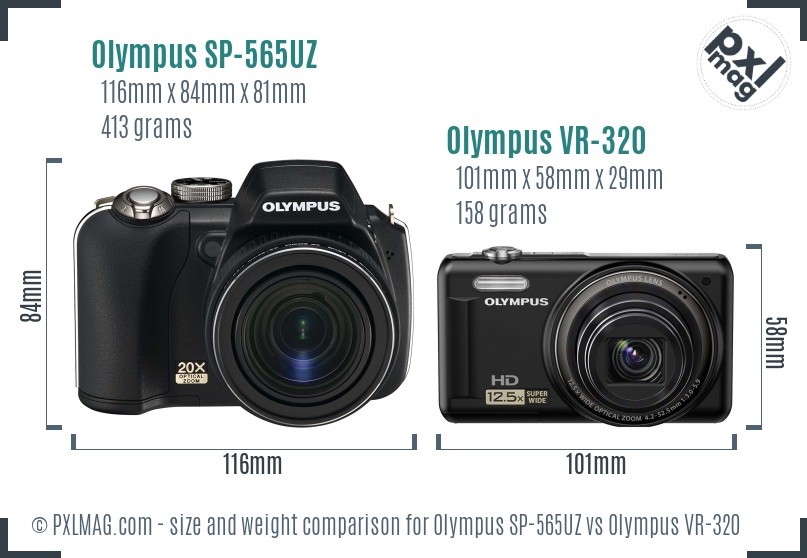 Olympus SP-565UZ vs Olympus VR-320 size comparison