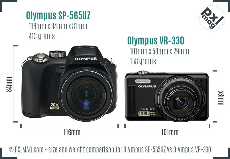 Olympus SP-565UZ vs Olympus VR-330 size comparison