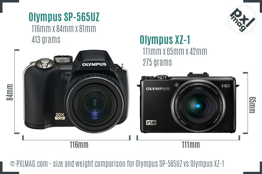 Olympus SP-565UZ vs Olympus XZ-1 size comparison