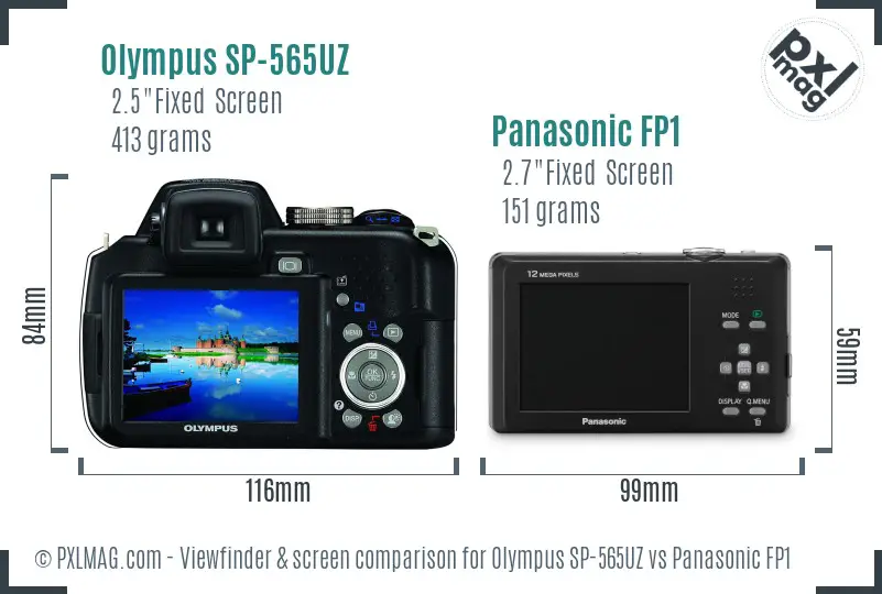 Olympus SP-565UZ vs Panasonic FP1 Screen and Viewfinder comparison