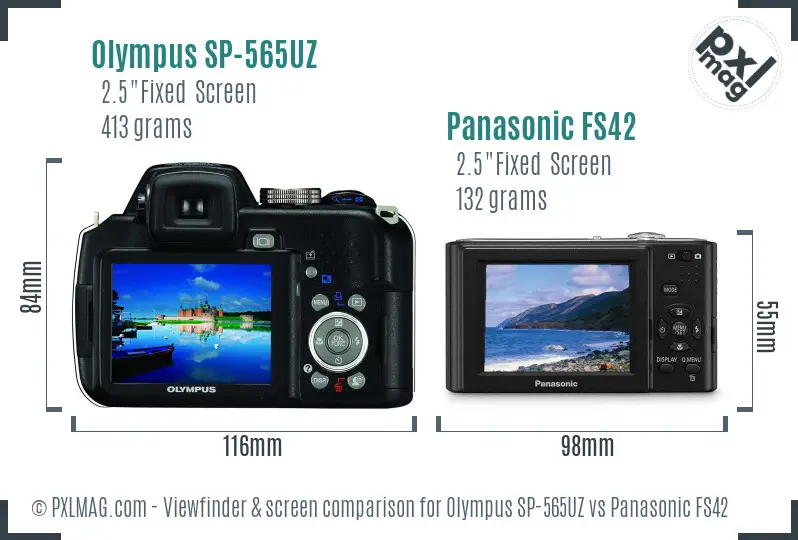 Olympus SP-565UZ vs Panasonic FS42 Screen and Viewfinder comparison