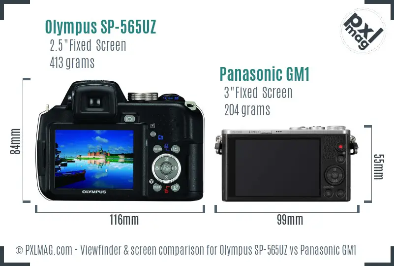 Olympus SP-565UZ vs Panasonic GM1 Screen and Viewfinder comparison
