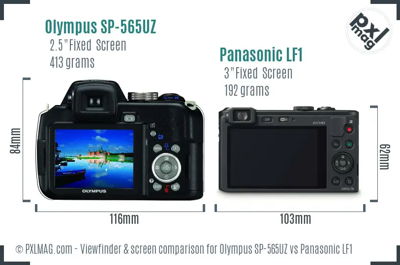 Olympus SP-565UZ vs Panasonic LF1 Screen and Viewfinder comparison