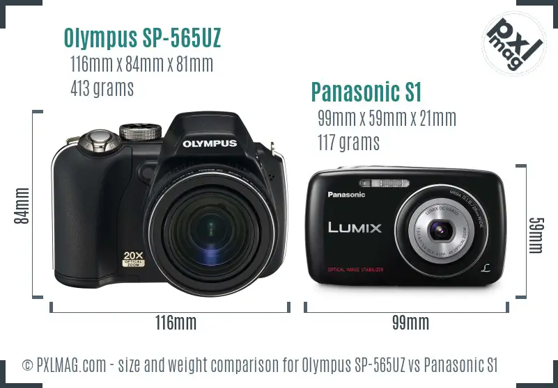 Olympus SP-565UZ vs Panasonic S1 size comparison