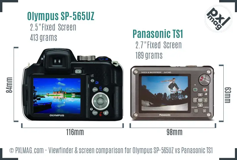 Olympus SP-565UZ vs Panasonic TS1 Screen and Viewfinder comparison