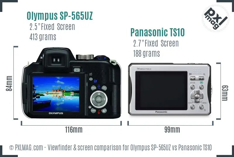 Olympus SP-565UZ vs Panasonic TS10 Screen and Viewfinder comparison