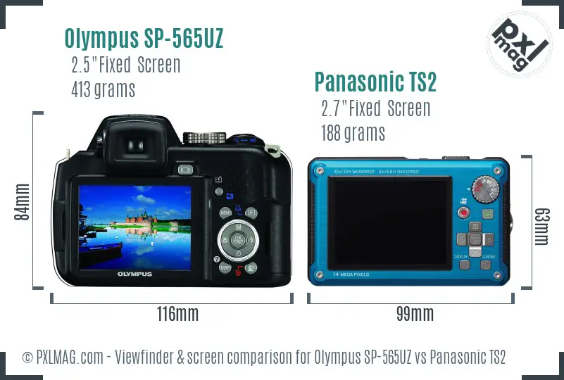 Olympus SP-565UZ vs Panasonic TS2 Screen and Viewfinder comparison